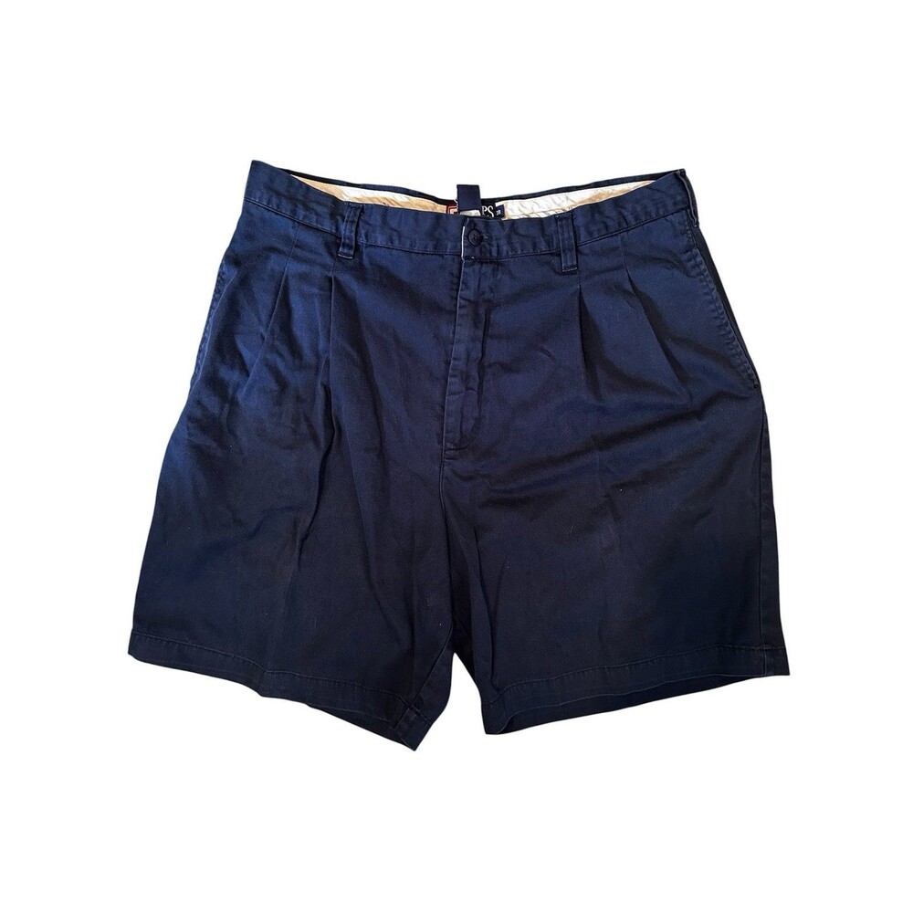 Chaps Ralph Lauren Men's 38 Navy Blue Shorts Pleated Front 100% Cotton CRL